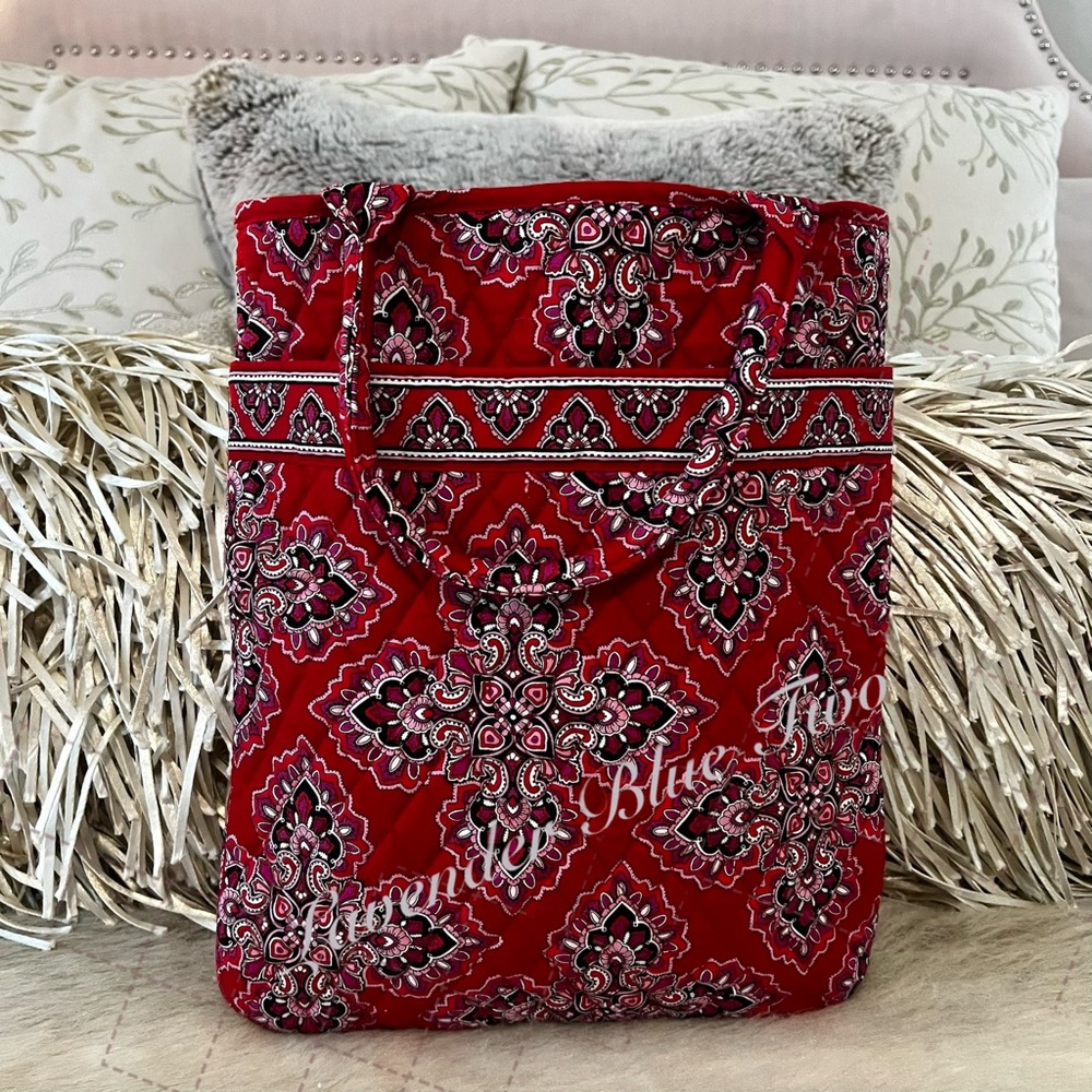 VERA BRADLEY Frankly Scarlet 2008 Skinny Tote Red White Bandana Y2K Western